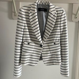 Zara Basic Striped One Button Jacket
